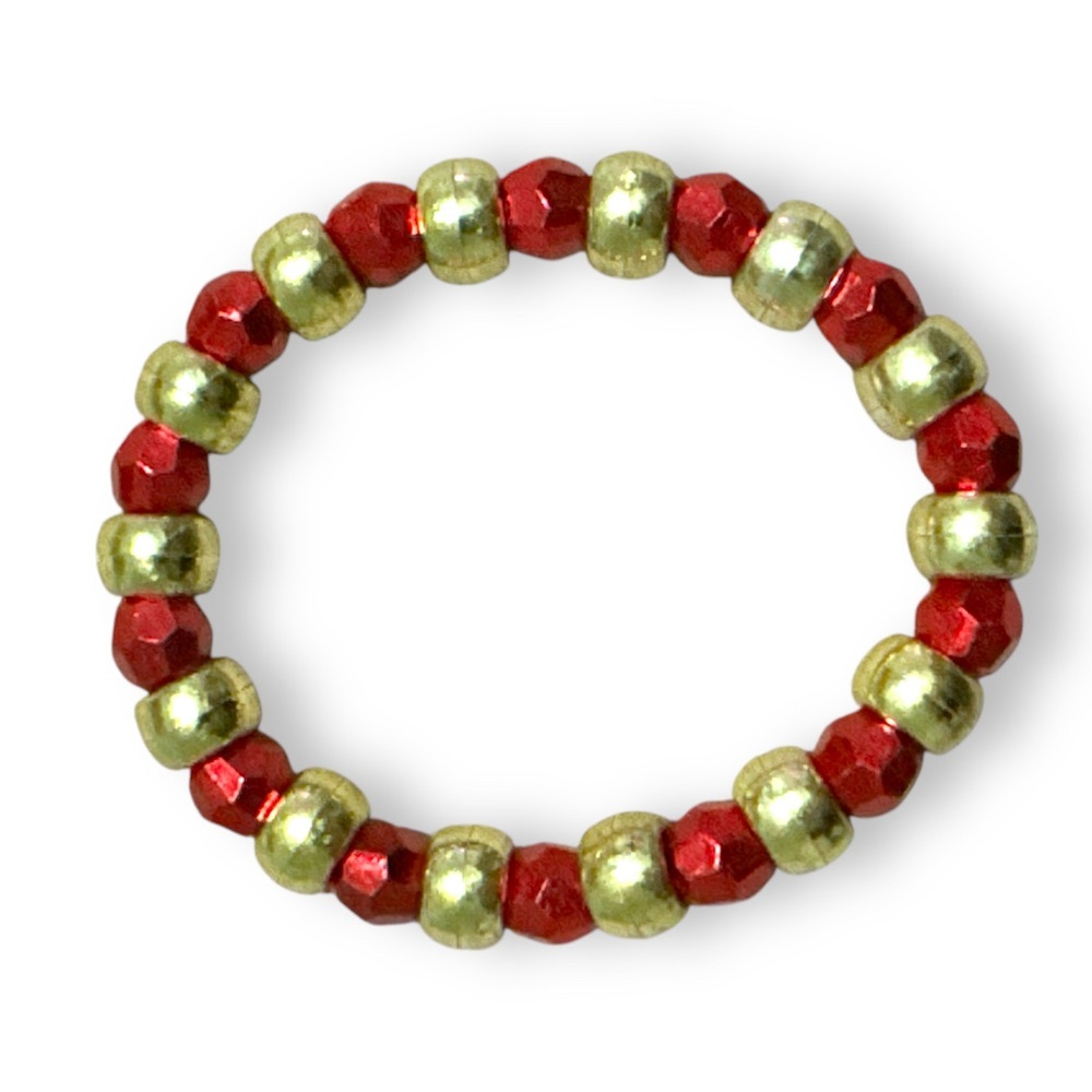3 FOR $10 HANDCRAFTED Red & Gold Pony Beaded Bracelet